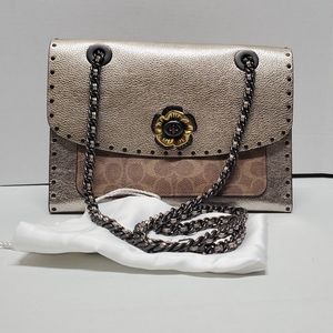 Coach Parker Signature/Rivets Metallic Snakeskin